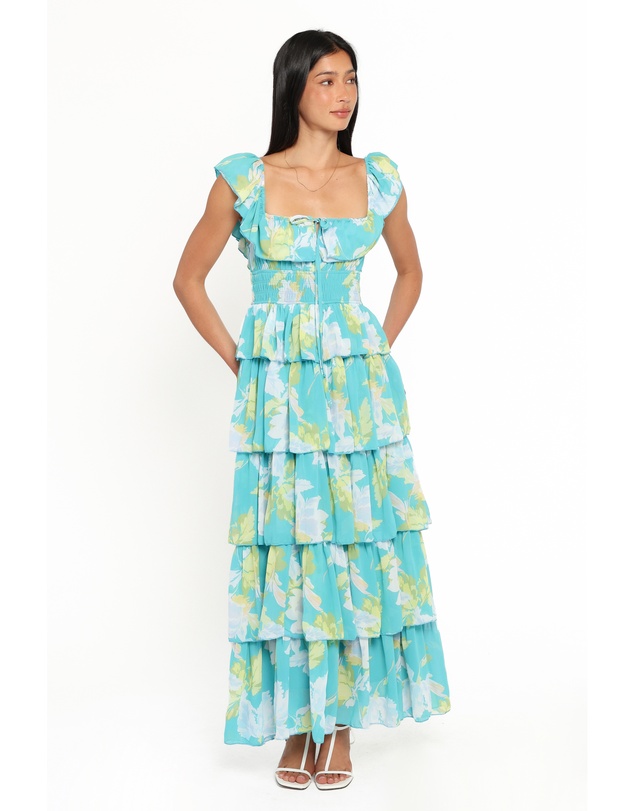 Petal & Pup - Belle Maxi Dress - Aqua Floral