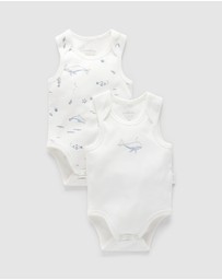 Purebaby - 2 Pack Singlet Bodysuit-Babies