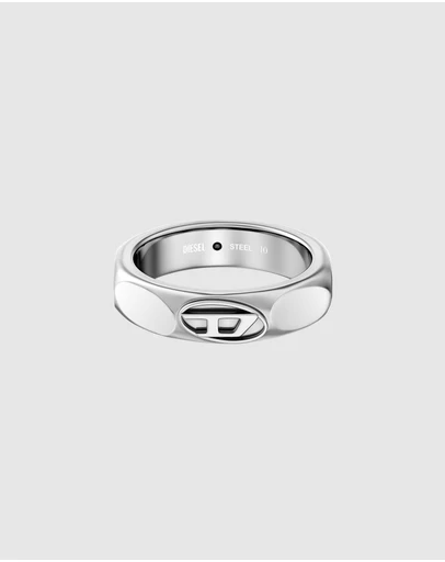 Diesel - Oval D Logo Silver Ring