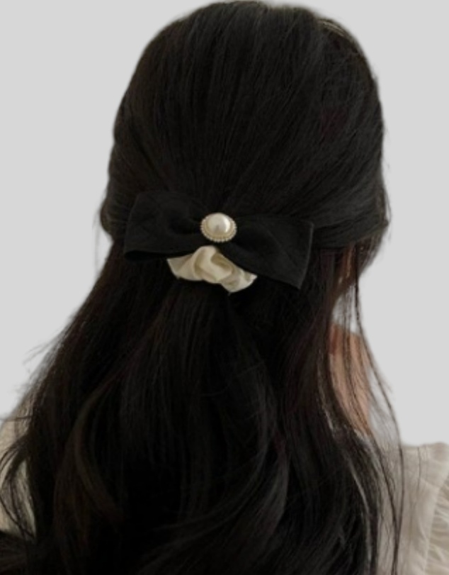 KAJA Clothing - Noir Pearl Bow Scrunchie