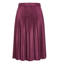 City Chic - Plus size Sueded Pleat Midi Skirt - bordeaux