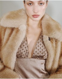 M.N.G - Satin Dress With Sequin Neckline