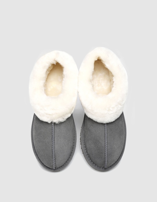EVERAU - Australian Shepherd Ugg Homey Slipper Cow Leather Upper House Shoes