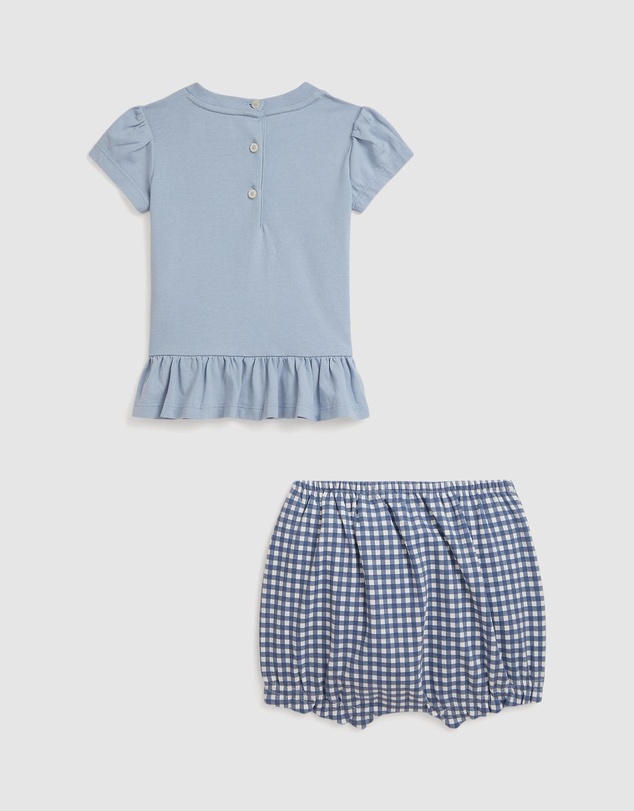 Polo Ralph Lauren - Dog-Print Cotton Tee & Gingham Bloomers - Babies
