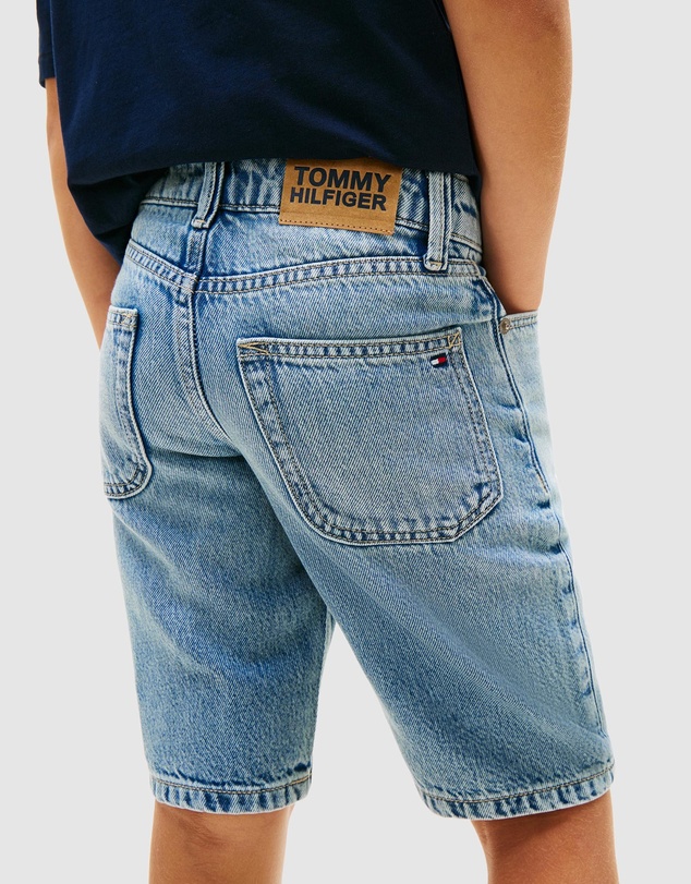 Tommy Hilfiger - Faded Regular Straight Leg Denim Shorts - Teens