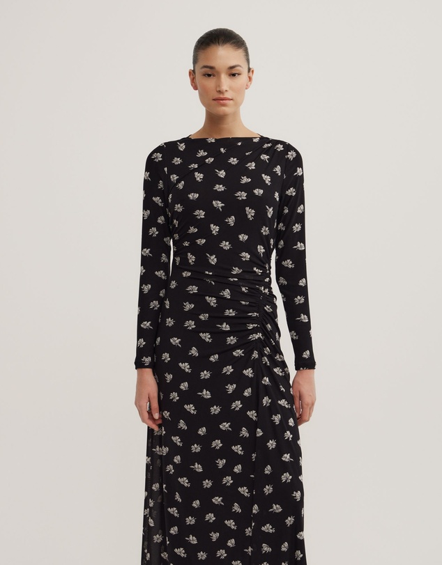 Witchery - Long Sleeve Ruched Mesh Dress