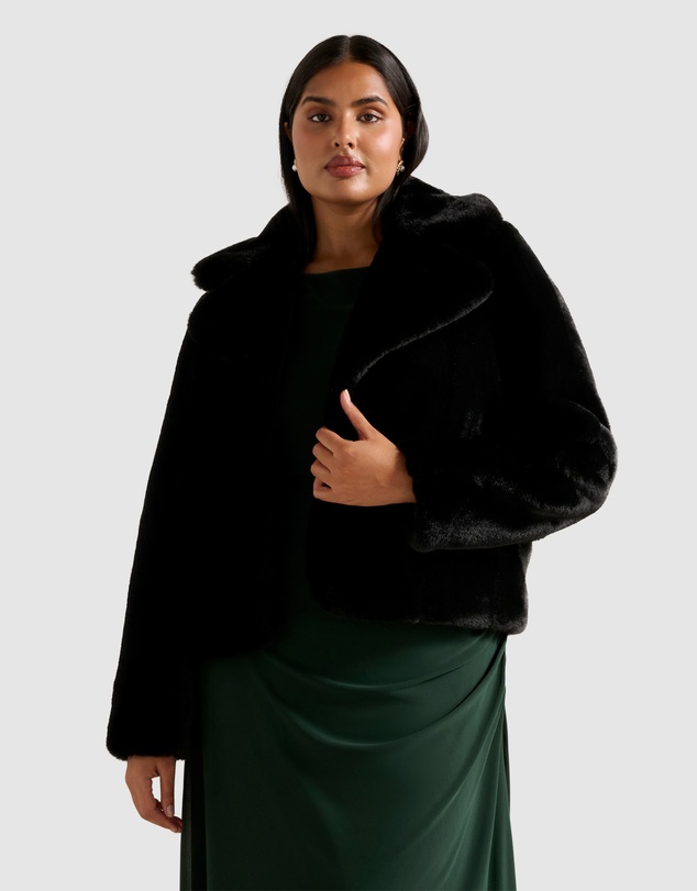 Forever New Curve - Anara Curve Panelled Faux Fur Coat