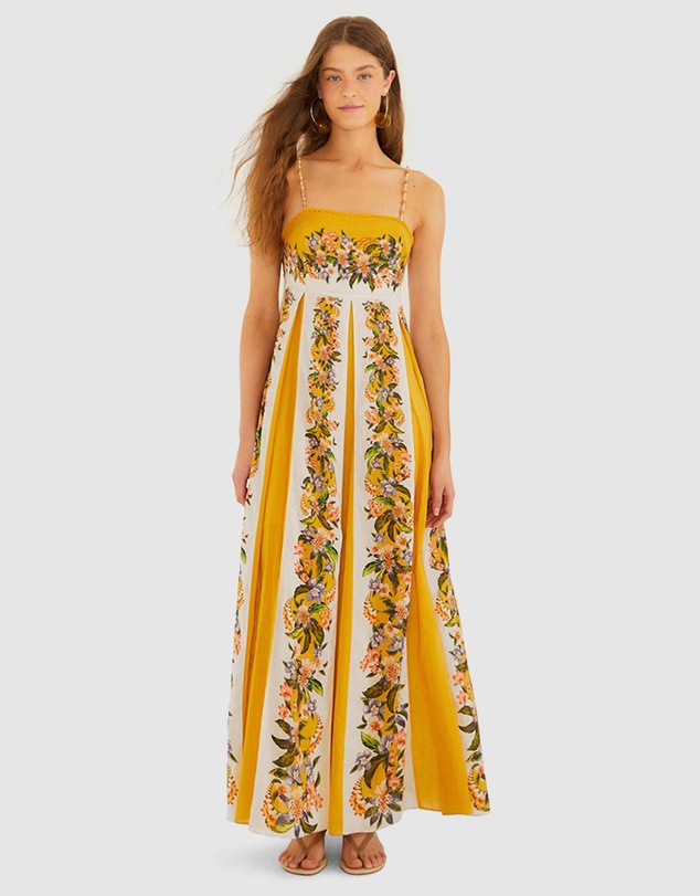 Farm Rio - Sand Hilo Stripes Maxi Dress
