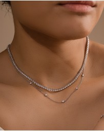Wanderlust + Co - Pave 925 Sterling Silver Tennis Necklace