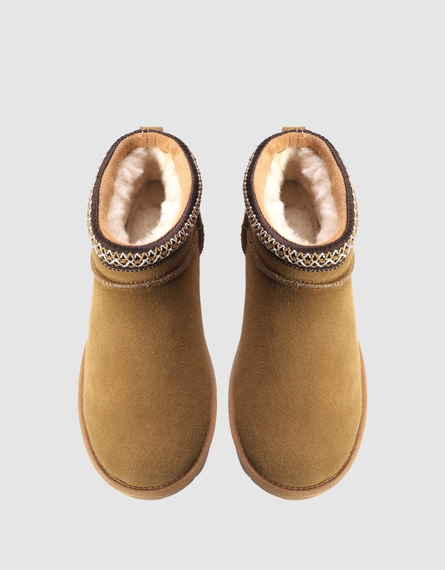 AusWooli Ugg Boots - Altona Sheepskin Wool Ankle Braid Boots