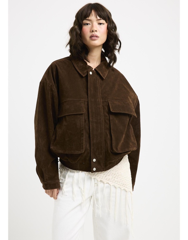 Alice In The Eve - Jen Suede Oversized Patch Pocket Jacket