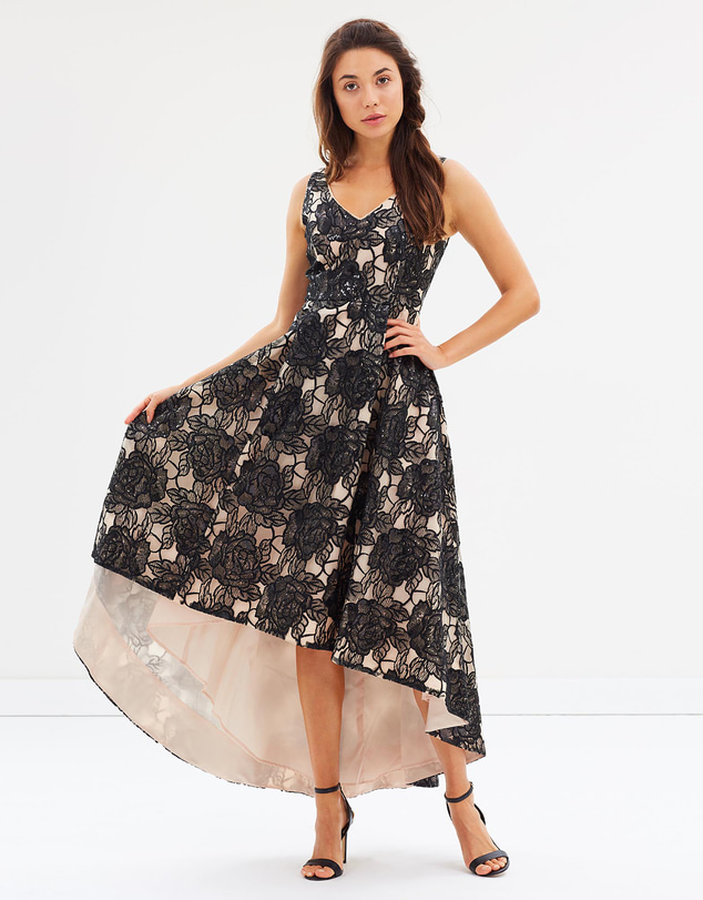 Montique - Brea Embroidered Mesh Cocktail Dress
