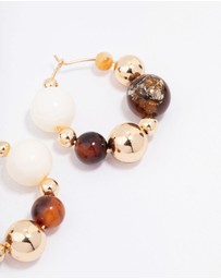 Lovisa - Gold Chunky Neutral Beaded Hoop Earrings