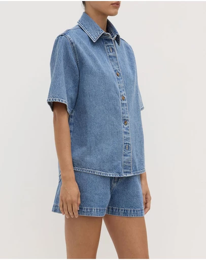 Assembly Label - Boxy Denim Short Sleeve Shirt