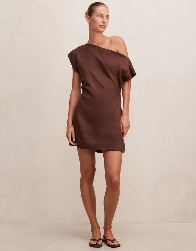Forever New - Danielle Asymmetrical Linen Mini Dress