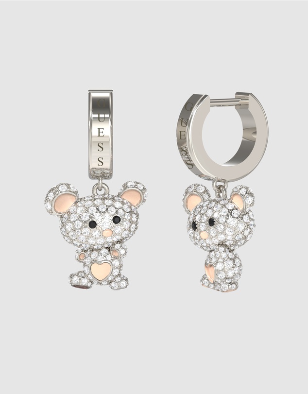 GUESS - Silver-Tone Vintage Guess Teddy Bear Earrings