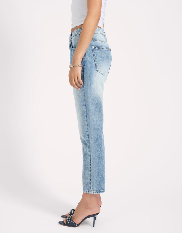 ONE TEASPOON - Slims High Waist Cropped Slim Fit Denim Jeans - Sunset Blue