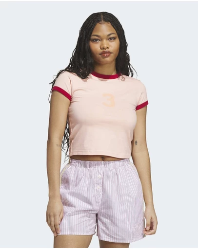 adidas Originals - TEXAS A&M AGGIES GRAPHIC RINGER BABY TEE Womens
