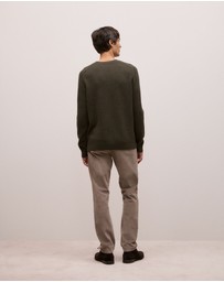 Trenery - Merino Cable Detail Crew in Winter Moss