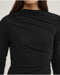 Witchery - Asymmetric Flocked Long Sleeve Top