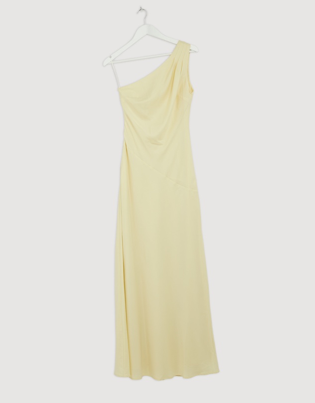 Revibe - Repaired CHANCERY Hallie Satin One Shoulder Drape Maxi Dress - AU 8