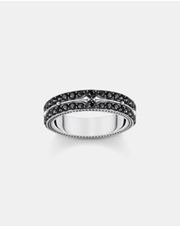 THOMAS SABO - Decorated band ring with black zirconia