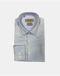 Henry Bucks - HENRY SARTORIAL Wrinkle Free Cotton Shirt BLUE