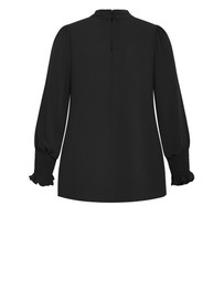 City Chic - Plus size Iris High Neck Long Sleeve Top - black