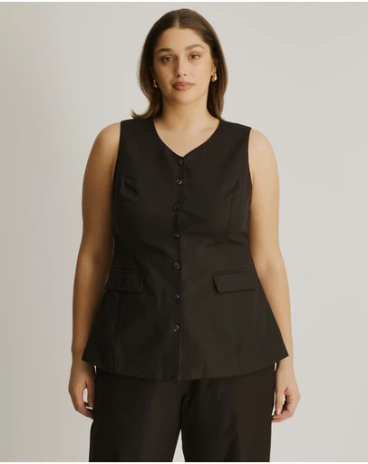 Atmos&Here Curvy - Nora Longline Linen Blend Vest
