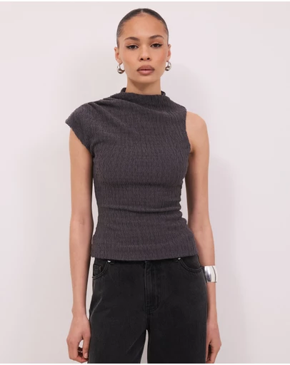 Calli - Grace High Neck Asymmetrical Top