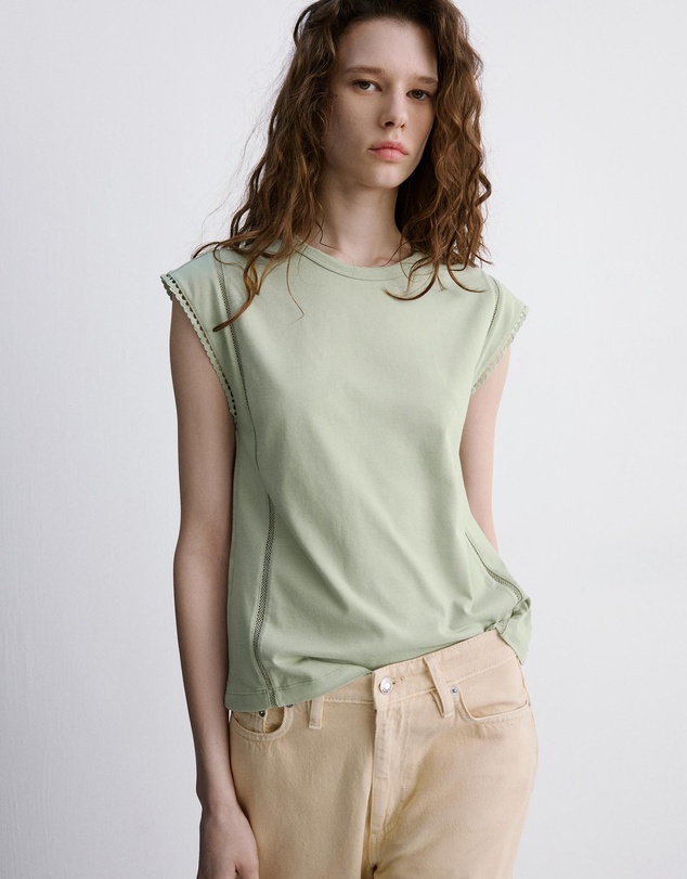 M.N.G - Embroidered Cutwork Cotton T-Shirt