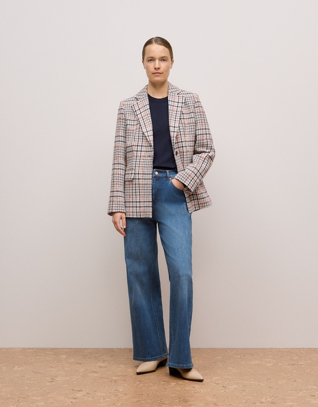 Trenery - Wool Tweed Blazer in Powder Blue