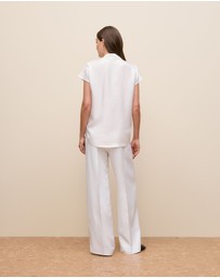 Trenery - Silk Twill Cap Sleeve Shirt in White