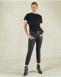 DRICOPER DENIM - Coated Black Cuffed Jeans