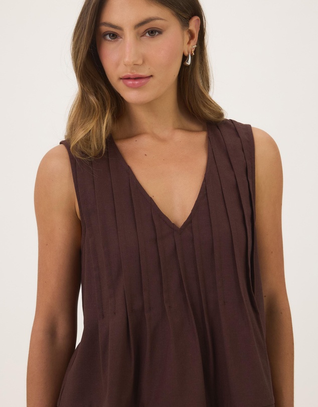Atmos&Here - Rhead Linen Blend Pintuck Sleeveless Top