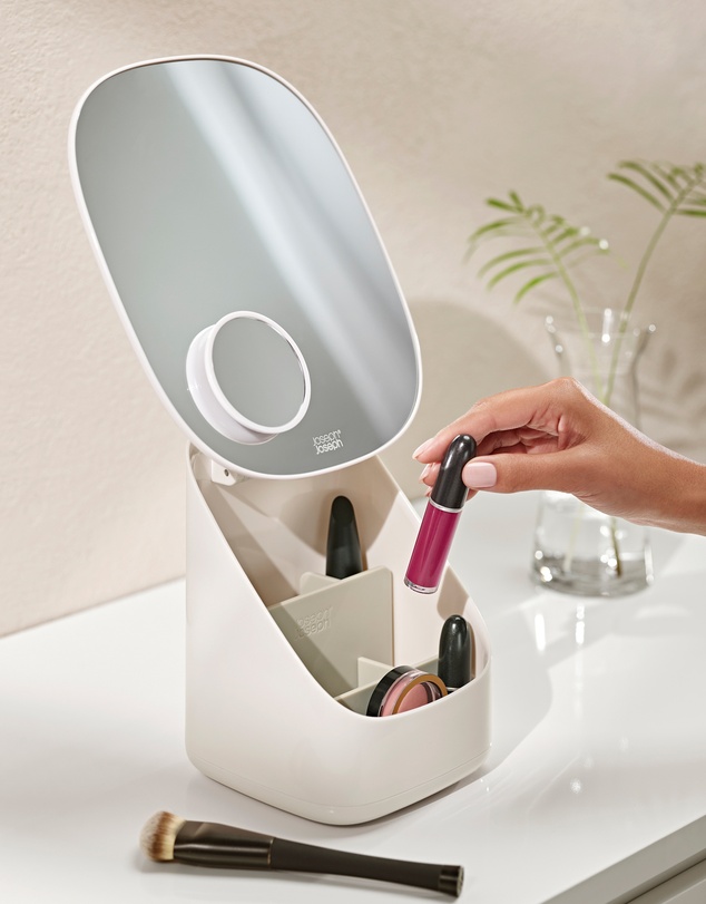 Joseph Joseph - Viva Pedestal Mirror with Cosmetic Organiser (Shell)