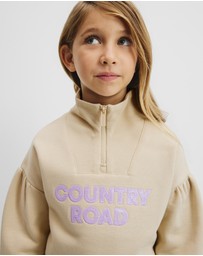 Country Road - Australian Cotton Blend Sequin Half Zip Sweat