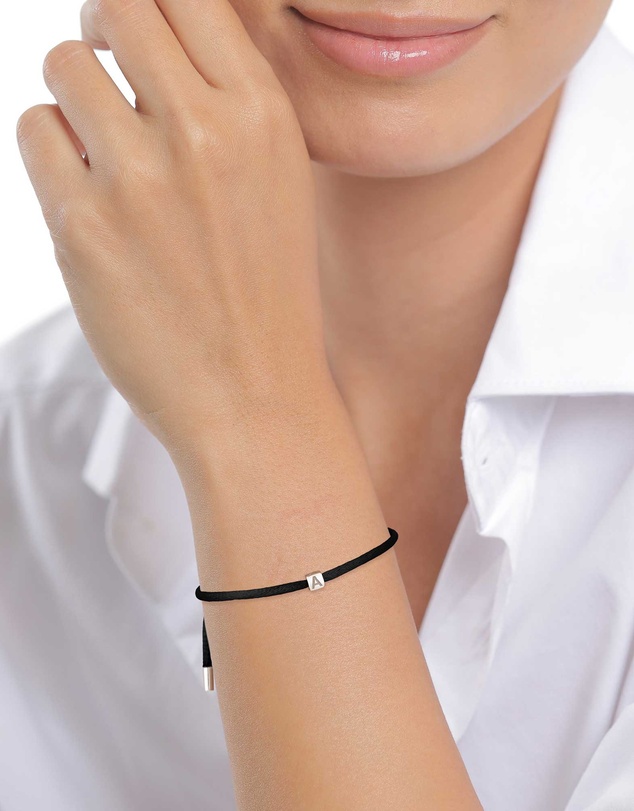 Elli Jewelry - Heart Charm Black Satin Bracelet