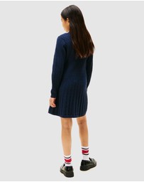 Tommy Hilfiger - Cable Knit Polo Collar Jumper Dress - Kids