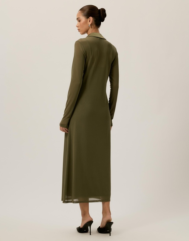 Tussah - Bonnie Ruched Waist Collar Midi Dress