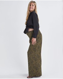Angel Maternity - Leona Animal Print Satin Wide Leg Maternity Pants