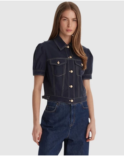 GUESS - Short Sleeve Coreline Contrast Stitch Trucker Jacket