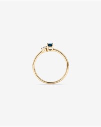 Michael Hill - Pear-Cut White Sapphire and Emerald-Cut London Blue Topaz Toi Et Moi Ring in 10kt Yellow Gold