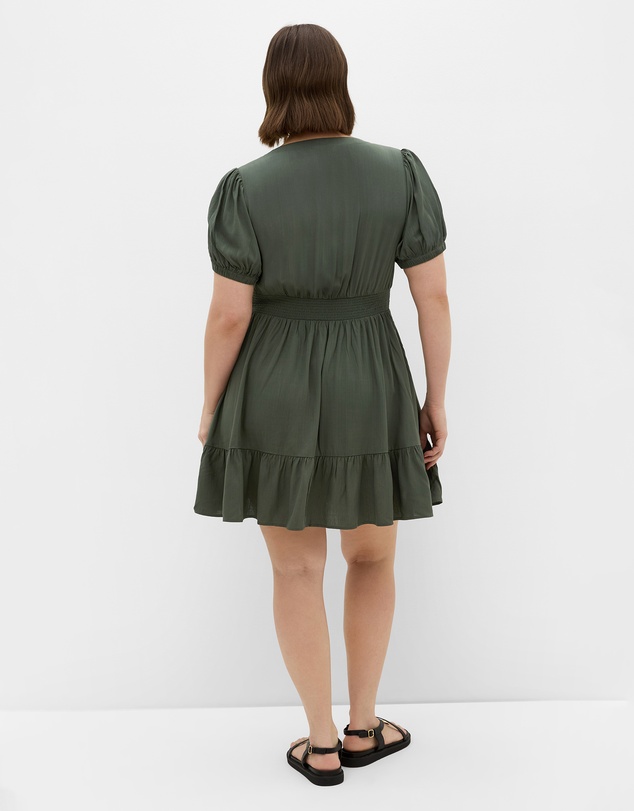 City Chic - Plus size Elsie Short Sleeve Mini Dress - khaki