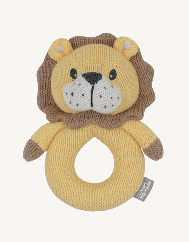 Living Textiles - Knitted Ring Rattle - Leo the Lion