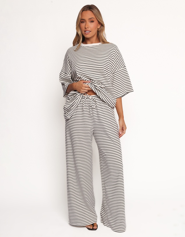 Petal & Pup - Wilda Oversized Tee - White Black Stripe