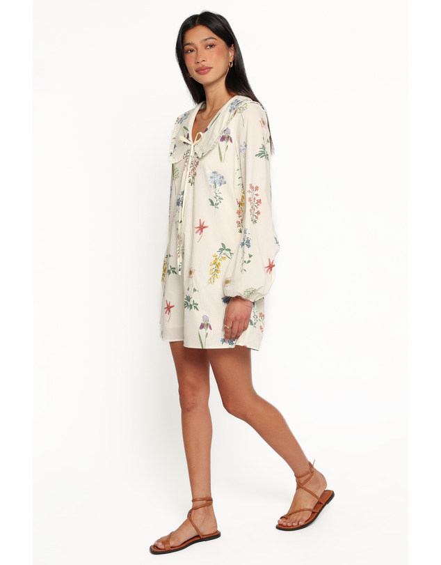 Petal & Pup - Tallyn Long Sleeve Mini Dress - Cream Floral