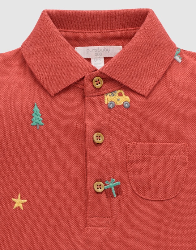 Purebaby - Christmas Polo Growsuit -Kids-Babies