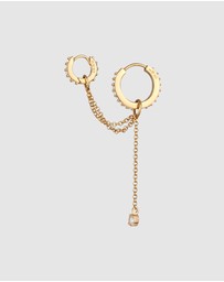Elli Jewelry - Earrings Earcuff Single with Crystals 925 Sterling Silver Gold-plated