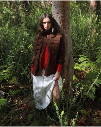 AERE - Rory Funnel Neck Organic Cotton Jacket